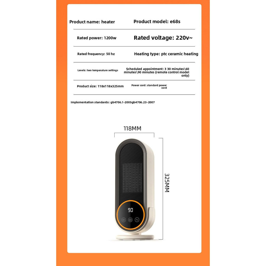 Mini Chauffage de Table 1200W – Radiateur Électrique en Céramique PTC, Chauffage d’Appoint Portable pour Maison & Bureau
