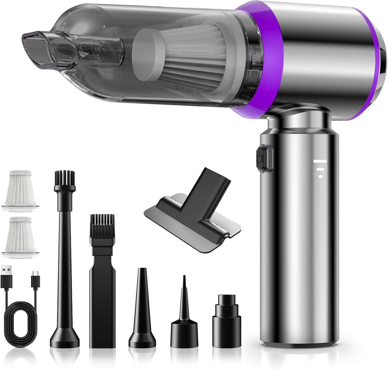 Aspirateur à Main, 18000Pa Mini Aspirateur sans Fil Portable à 3 Vitesses, Multifonctionnel Aspirateur Voiture Puissant sans Fil avec Moteur sans Balais, pour Voiture Animaux Maison Car