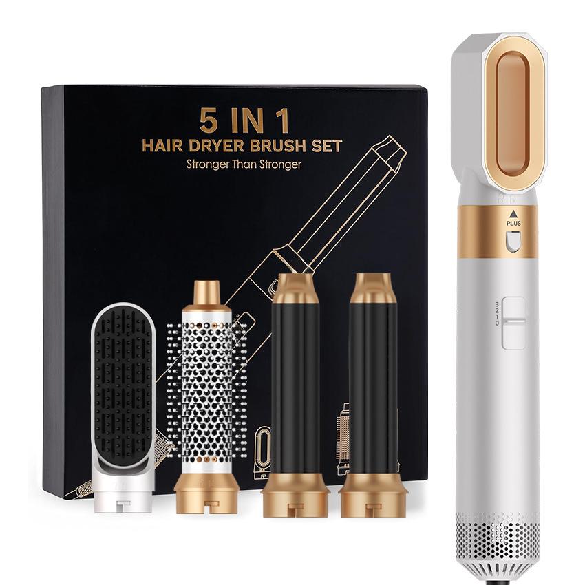 Kit de coiffure 5-en-1 multifonction – Brosse soufflante avec accessoires pour sécher, lisser, boucler et styliser vos cheveux