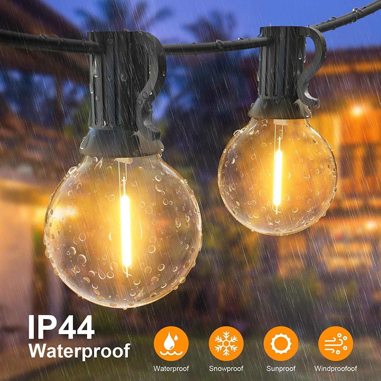 Guirlande Guinguette Extérieur 30M, Guirlande Lumineuse Exterieure avec 50+2 G40 LED Ampoules IP45 Imperméable, Blanc Chaud Chaîne Lumiere Exterieur pour terrasse, mariage, Noël