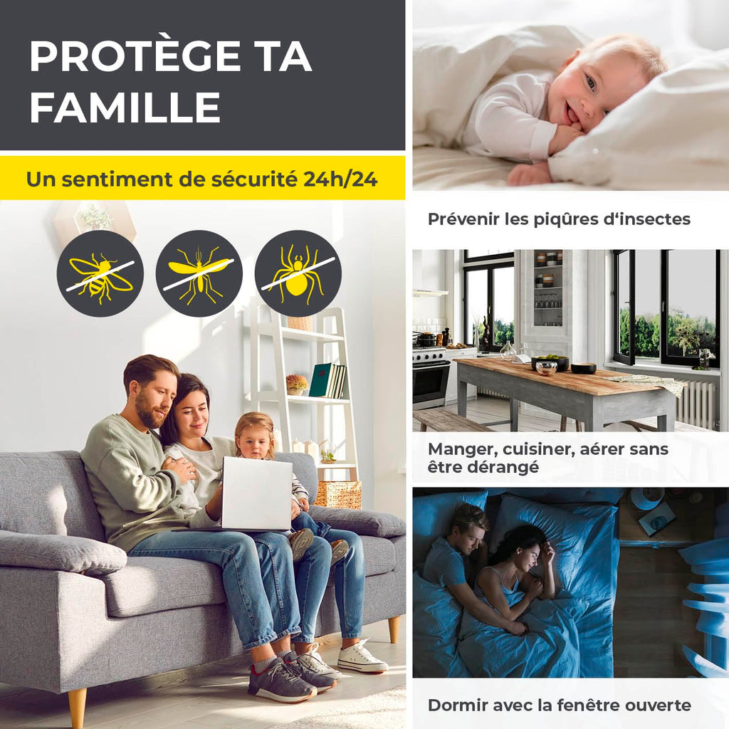 Moustiquaire de fenêtre avec Magic Click | Peut être découpée individuellement pour toutes les fenêtres jusqu'à 150 x 130 cm | Montage avec 12 aimants - pas de perçage ni de vissage [Noir]