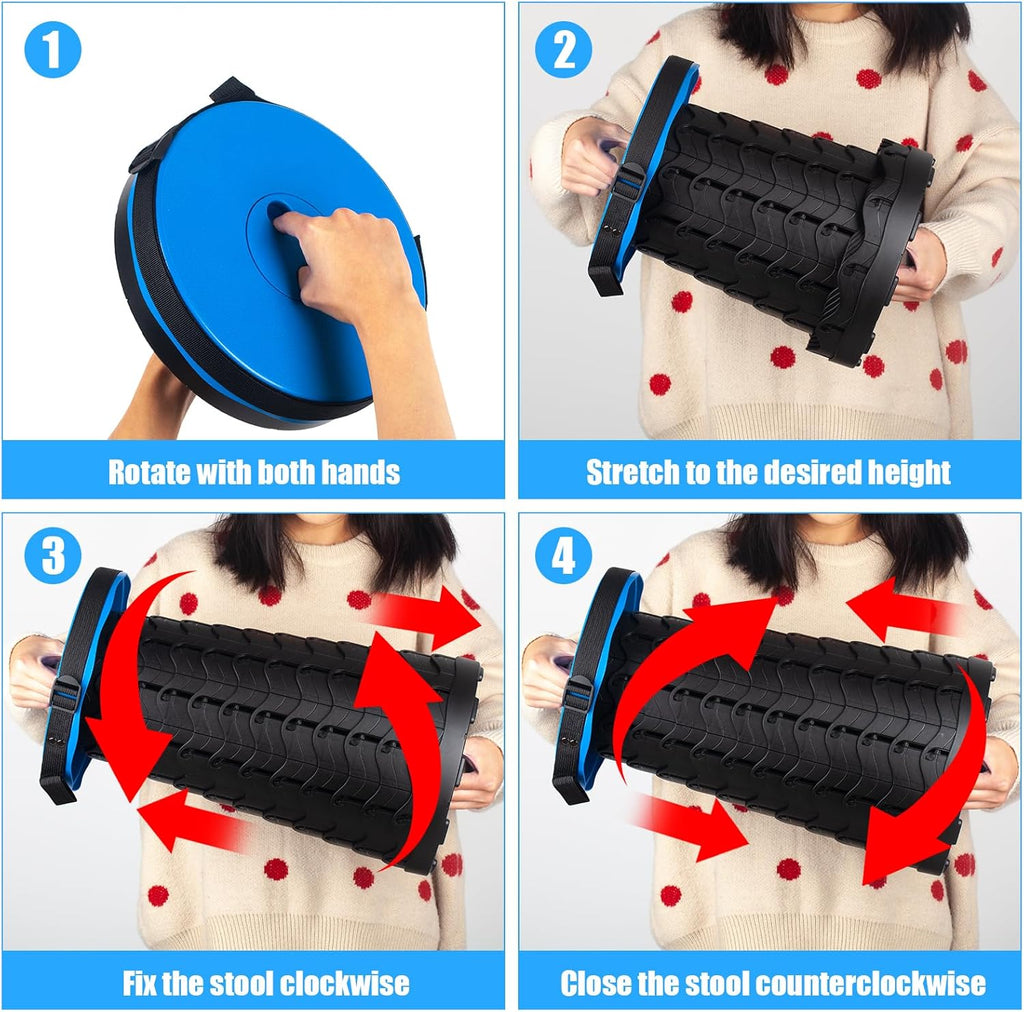 Tabouret Pliant Portable, Tabouret Pliant Camping Réglable en Hauteur 6.5-45cm, Télescopique Chaise Pliable Portable D'extérieur pour BBQ, Pêche, Cuisine, Maxi Charge 180 kg/397 LB