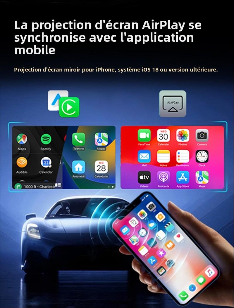 Boîtier CarPlay Sans Fil 3-en-1- Compatible Apple CarPlay, Android Auto & AirPlay - Module Intelligent d’Interconnexion Automobile - Plug & Play