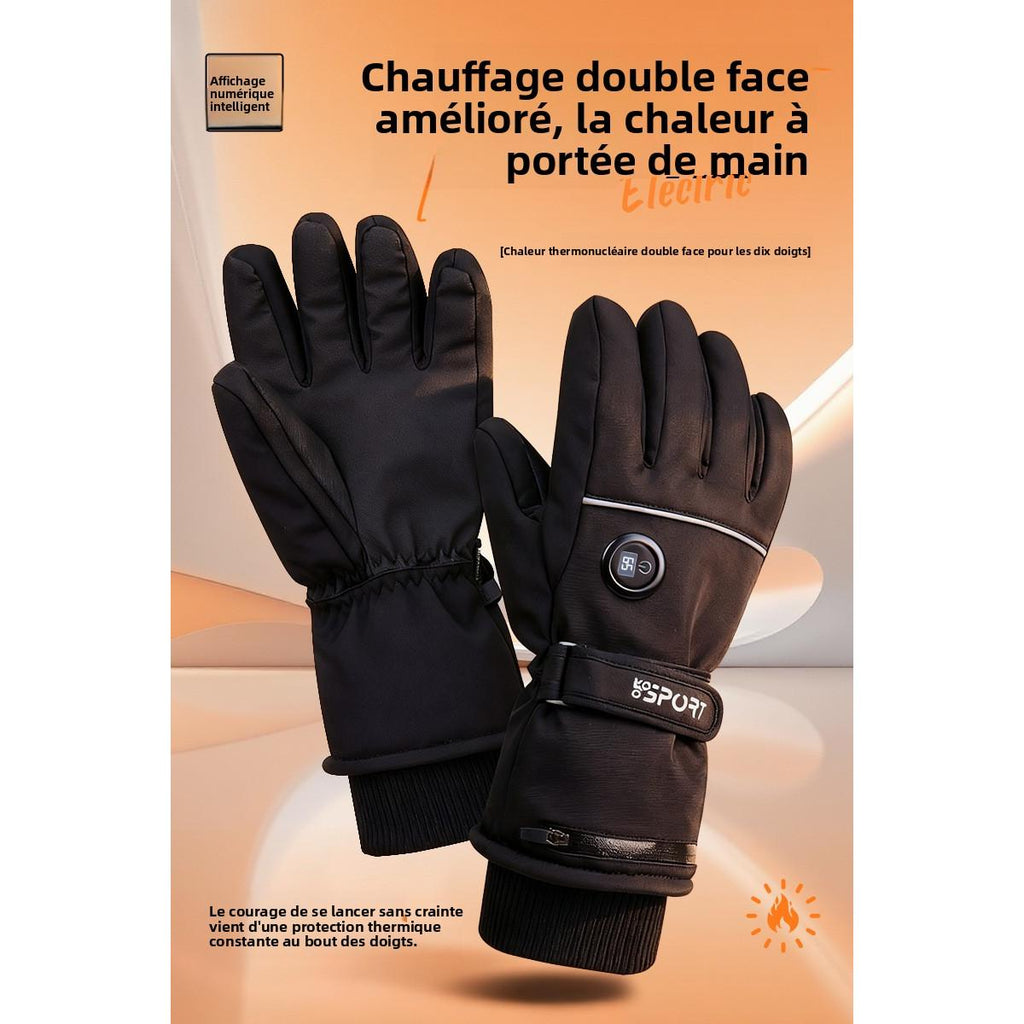 Gants Chauffants 2025 à Double Face – Affichage de Température, Chauffage Rapide, Tactile, Idéal pour Ski & Moto