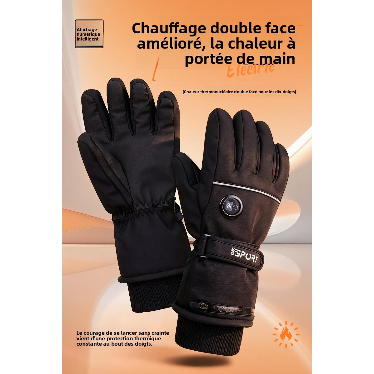 Gants Chauffants 2025 à Double Face – Affichage de Température, Chauffage Rapide, Tactile, Idéal pour Ski & Moto