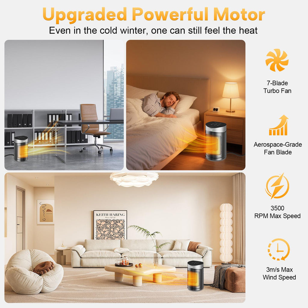 Chauffage Soufflant Portable – Télécommande, Écran LED, Mode Éco