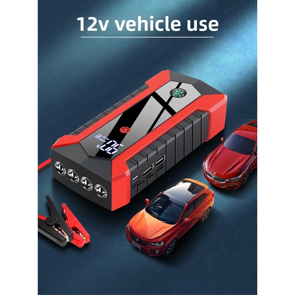 Booster de démarrage voiture 12V – Batterie externe multifonction avec compresseur d’air et lampe LED