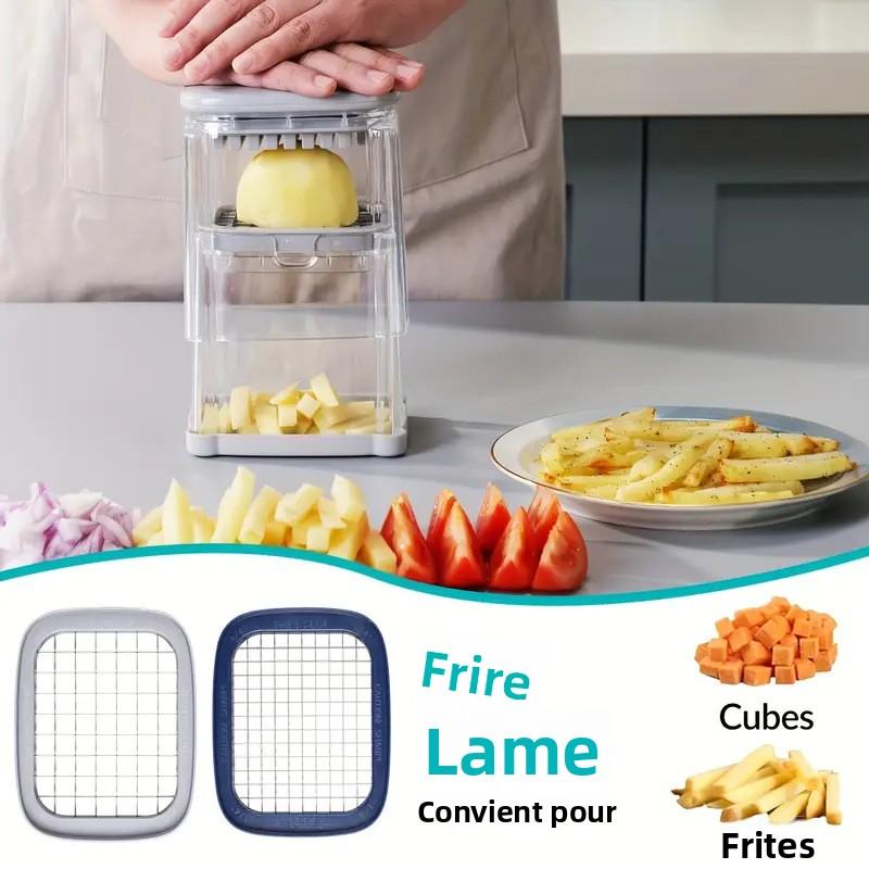 Coupe-frites multifonction, idéal pour préparer des frites maison, également adapté pour couper les légumes, tomates et pommes.