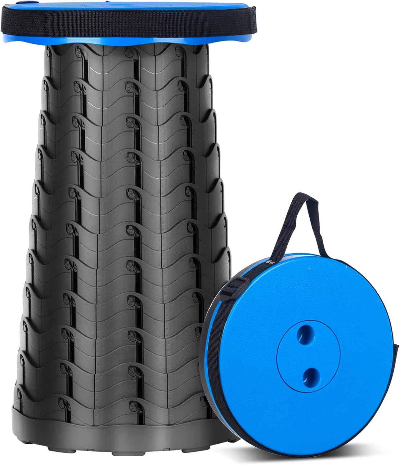 Tabouret Pliant Portable, Tabouret Pliant Camping Réglable en Hauteur 6.5-45cm, Télescopique Chaise Pliable Portable D'extérieur pour BBQ, Pêche, Cuisine, Maxi Charge 180 kg/397 LB