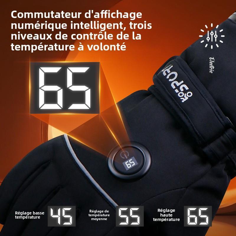 Gants Chauffants 2025 à Double Face – Affichage de Température, Chauffage Rapide, Tactile, Idéal pour Ski & Moto