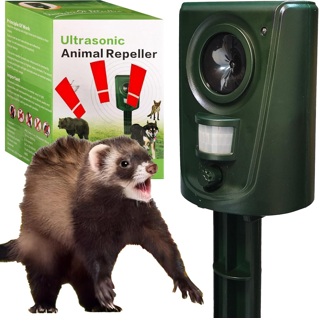 Répulsif à Ultrasons à Piles Répulsif Chats Répulsif Animaux Répulsif Ultrasonique Répulsif à Ultrasons Multi-Fréquence 16-60KHz IPX4