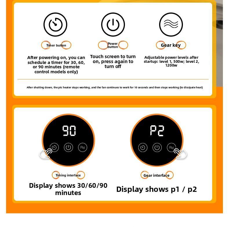 Mini Chauffage de Table 1200W – Radiateur Électrique en Céramique PTC, Chauffage d’Appoint Portable pour Maison & Bureau