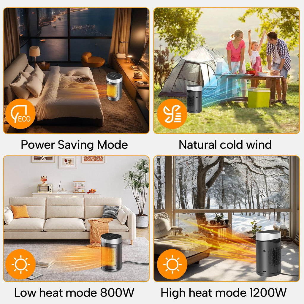 Chauffage Soufflant Portable – Télécommande, Écran LED, Mode Éco