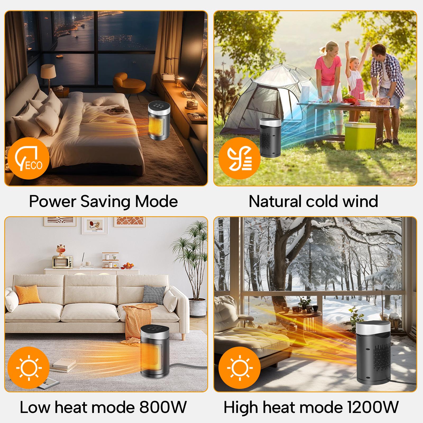 Chauffage Soufflant Portable – Télécommande, Écran LED, Mode Éco