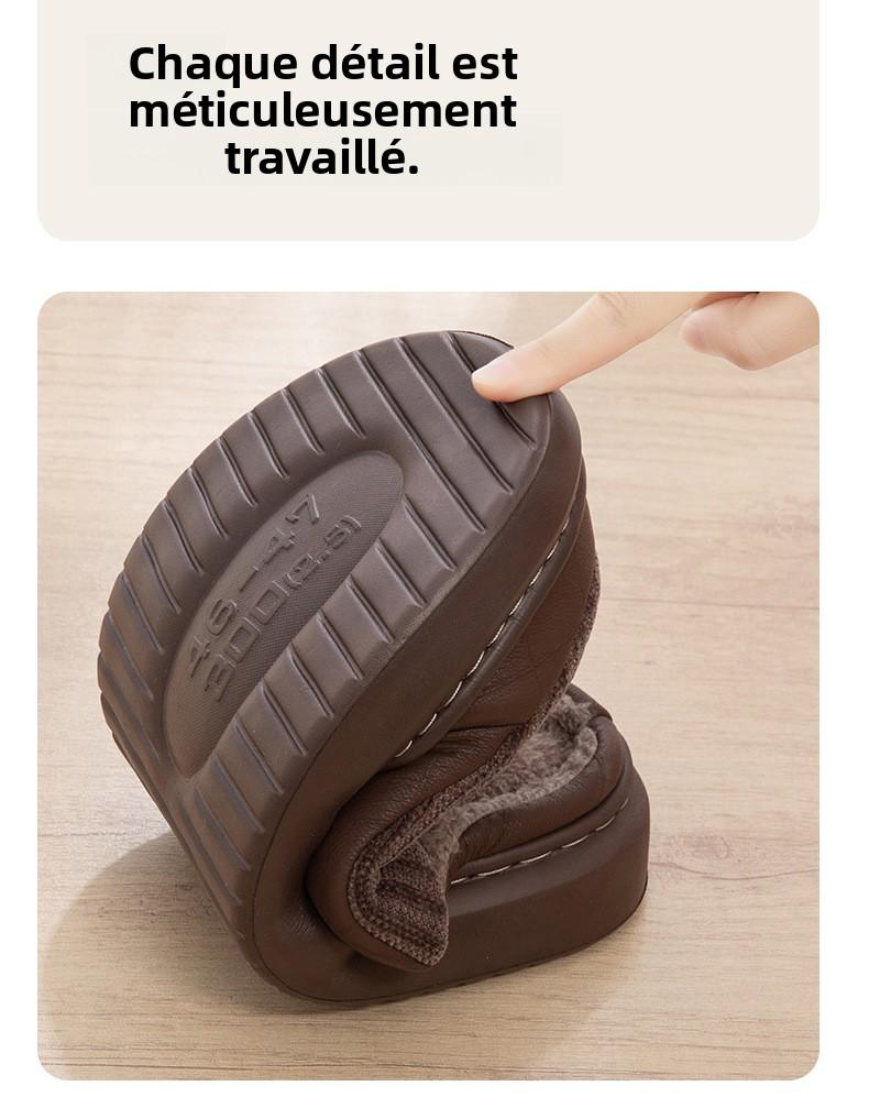 Chaussons Homme en Coton Automne-Hiver – Chauds, Semelle Épaisse Antidérapante, Confortables et Sans Odeur pour la Maison