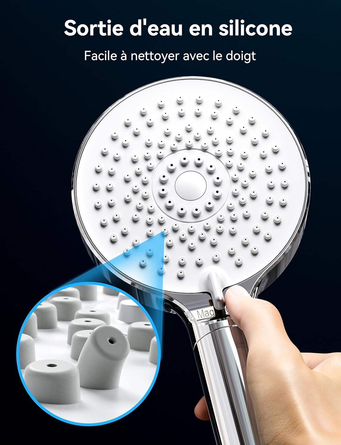 Pommeau de douche filtrante, 20 étapes, pommeau de douche haute pression avec 5 modes, pommeau de douche universel à filtre à eau dure pour éliminer le chlore résiduel