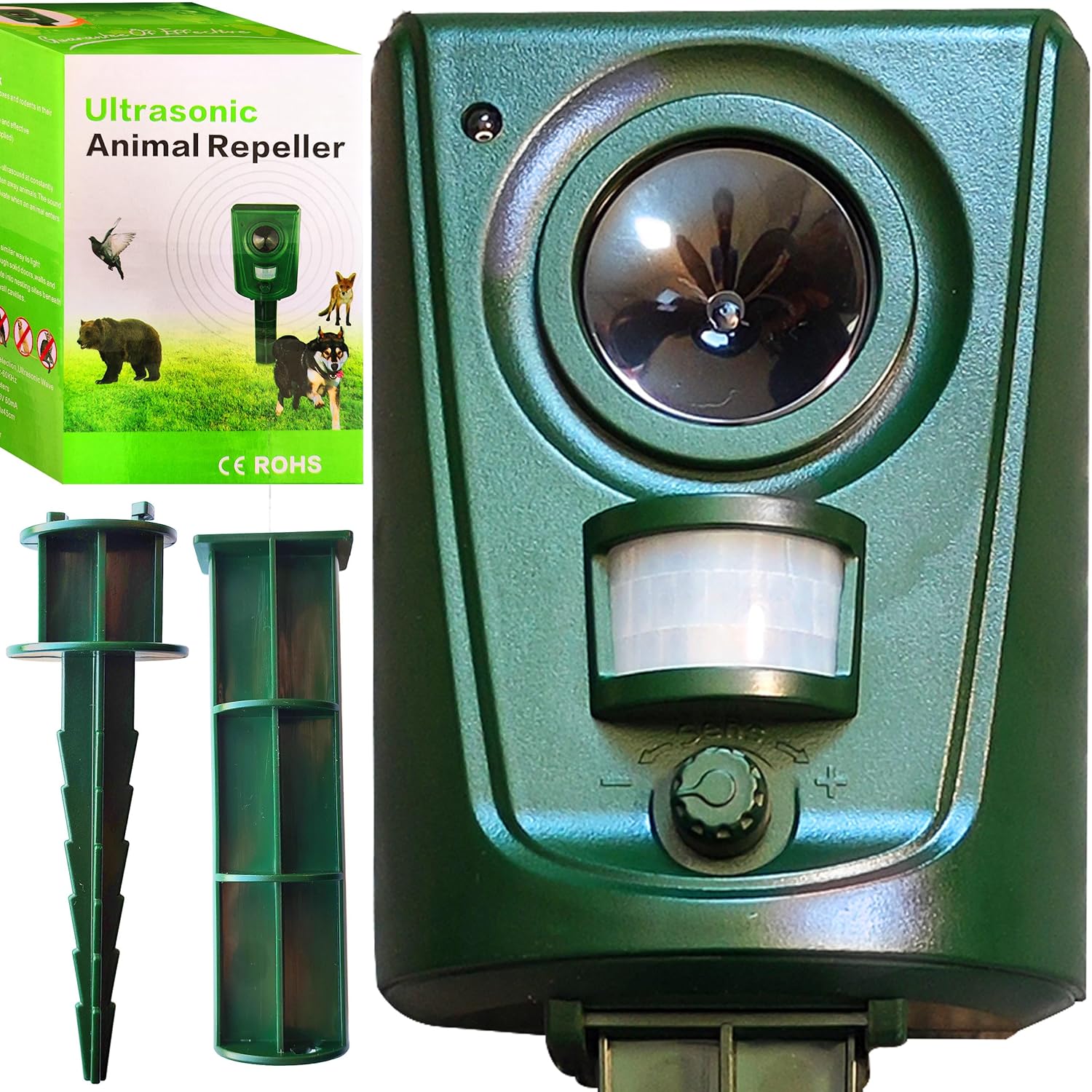 Répulsif à Ultrasons à Piles Répulsif Chats Répulsif Animaux Répulsif Ultrasonique Répulsif à Ultrasons Multi-Fréquence 16-60KHz IPX4