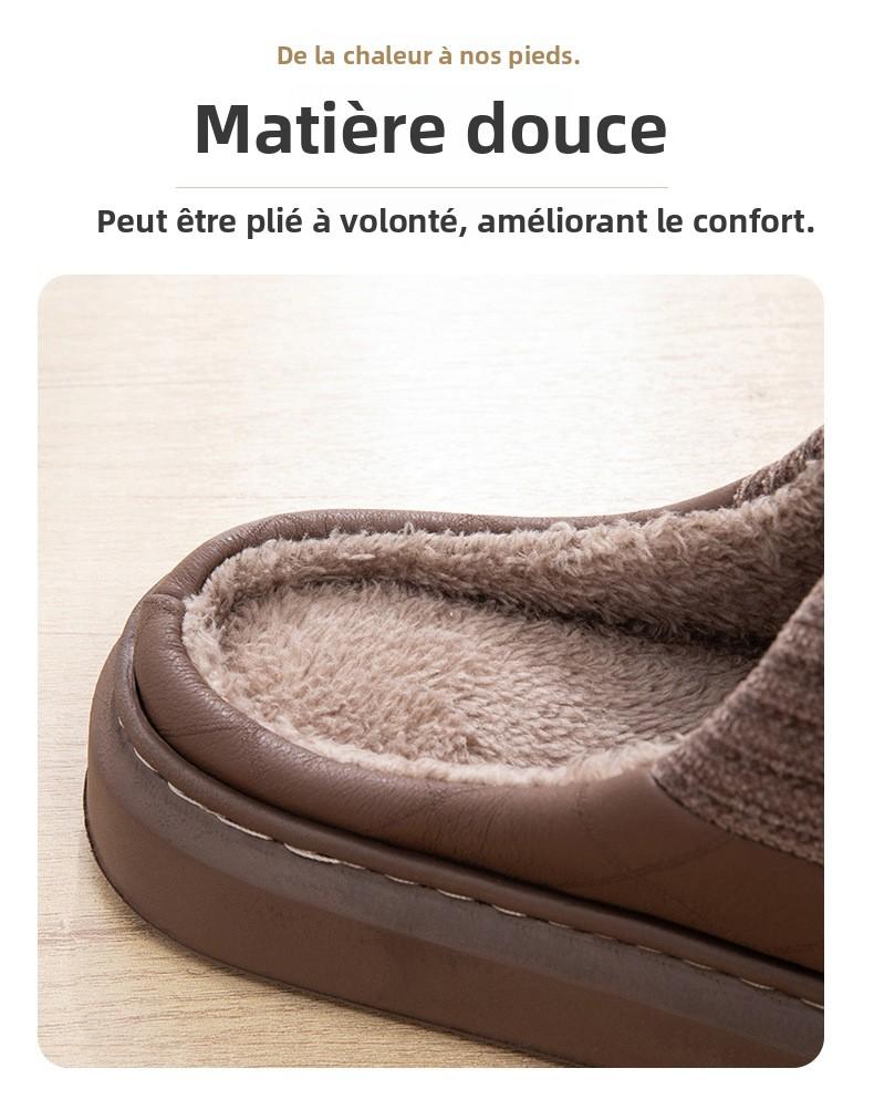 Chaussons Homme en Coton Automne-Hiver – Chauds, Semelle Épaisse Antidérapante, Confortables et Sans Odeur pour la Maison