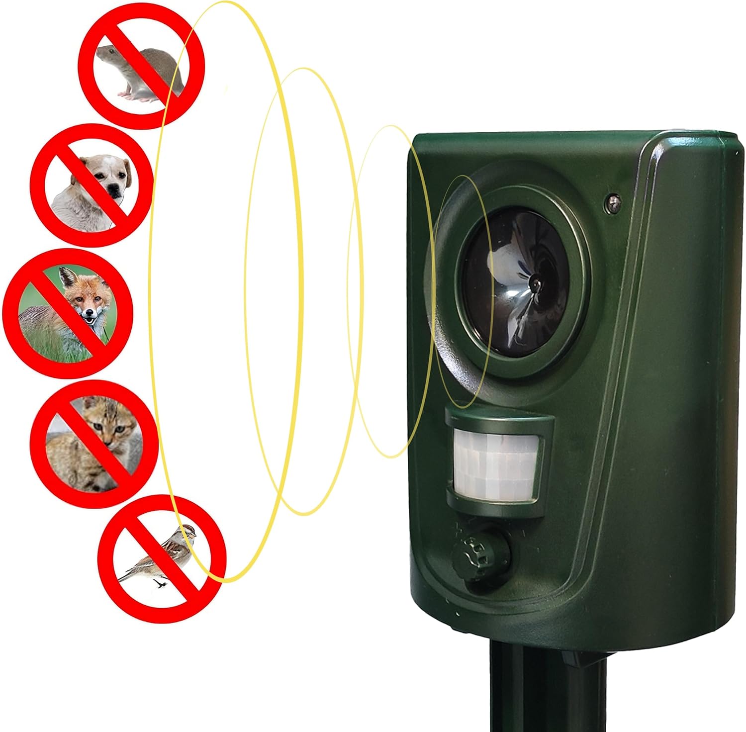 Répulsif à Ultrasons à Piles Répulsif Chats Répulsif Animaux Répulsif Ultrasonique Répulsif à Ultrasons Multi-Fréquence 16-60KHz IPX4