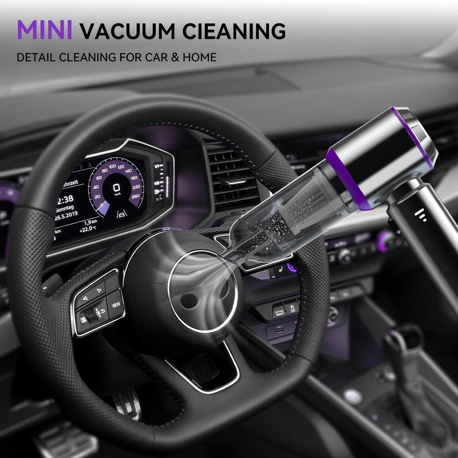 Aspirateur à Main, 18000Pa Mini Aspirateur sans Fil Portable à 3 Vitesses, Multifonctionnel Aspirateur Voiture Puissant sans Fil avec Moteur sans Balais, pour Voiture Animaux Maison Car