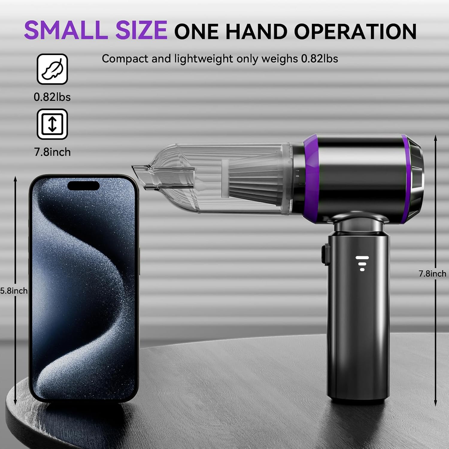 Aspirateur à Main, 18000Pa Mini Aspirateur sans Fil Portable à 3 Vitesses, Multifonctionnel Aspirateur Voiture Puissant sans Fil avec Moteur sans Balais, pour Voiture Animaux Maison Car