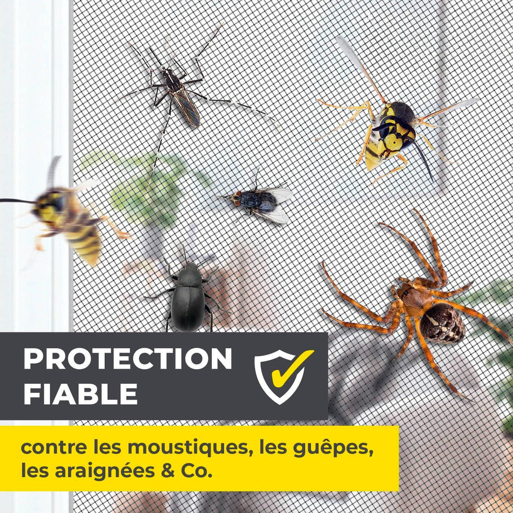 Moustiquaire de fenêtre avec Magic Click | Peut être découpée individuellement pour toutes les fenêtres jusqu'à 150 x 130 cm | Montage avec 12 aimants - pas de perçage ni de vissage [Noir]