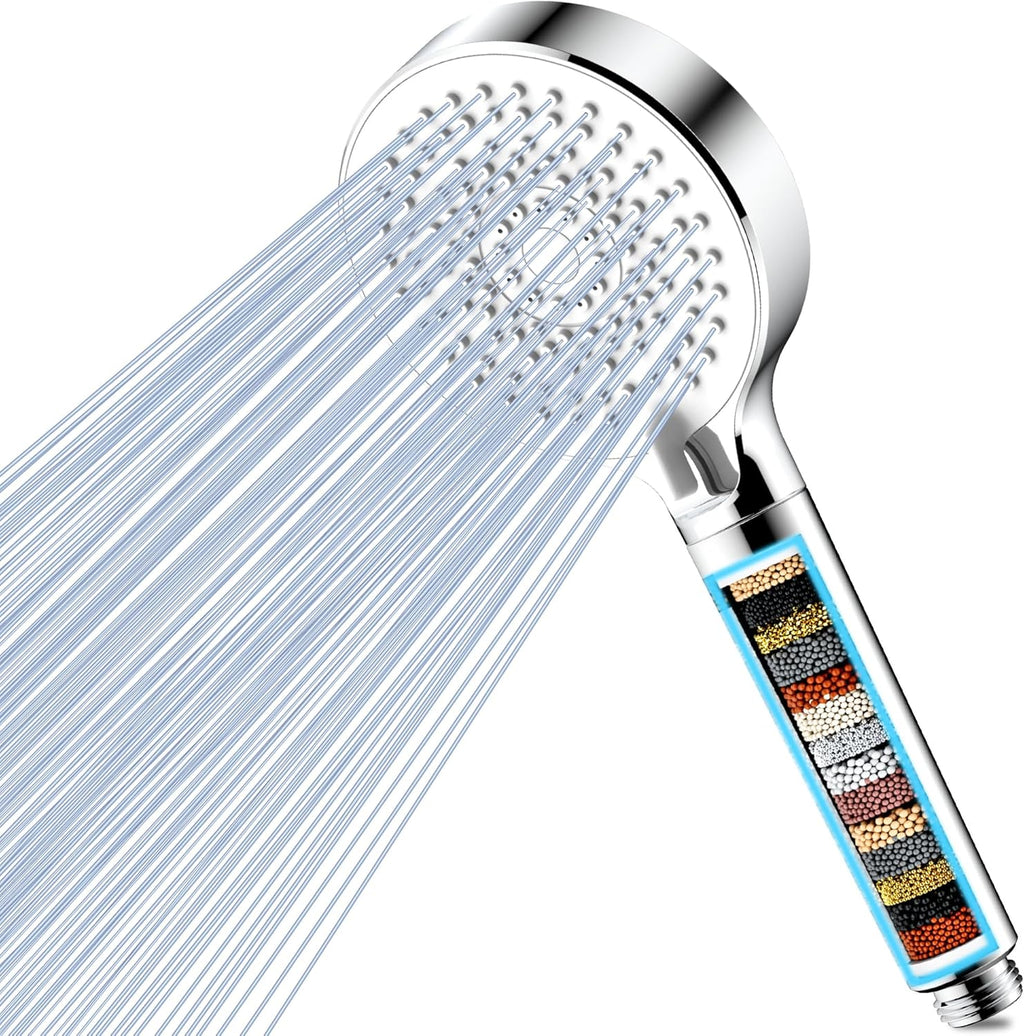 Pommeau de douche filtrante, 20 étapes, pommeau de douche haute pression avec 5 modes, pommeau de douche universel à filtre à eau dure pour éliminer le chlore résiduel