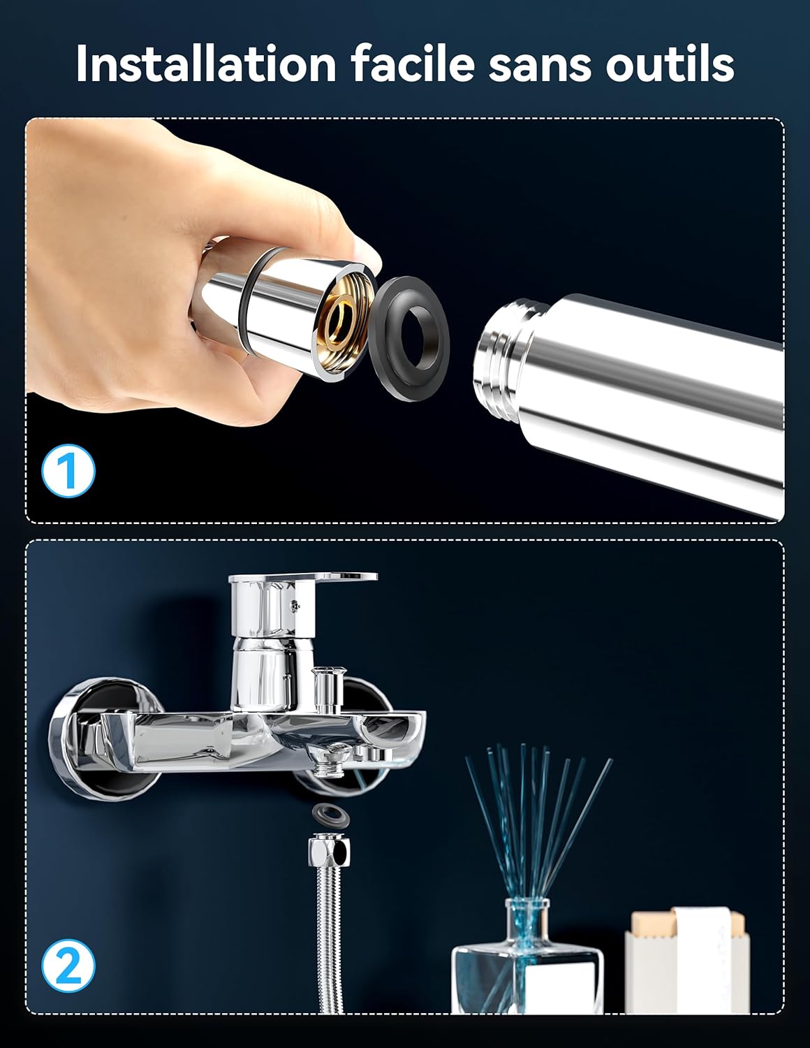 Pommeau de douche filtrante, 20 étapes, pommeau de douche haute pression avec 5 modes, pommeau de douche universel à filtre à eau dure pour éliminer le chlore résiduel