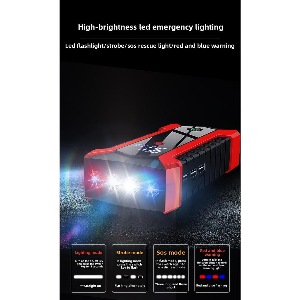 Booster de démarrage voiture 12V – Batterie externe multifonction avec compresseur d’air et lampe LED