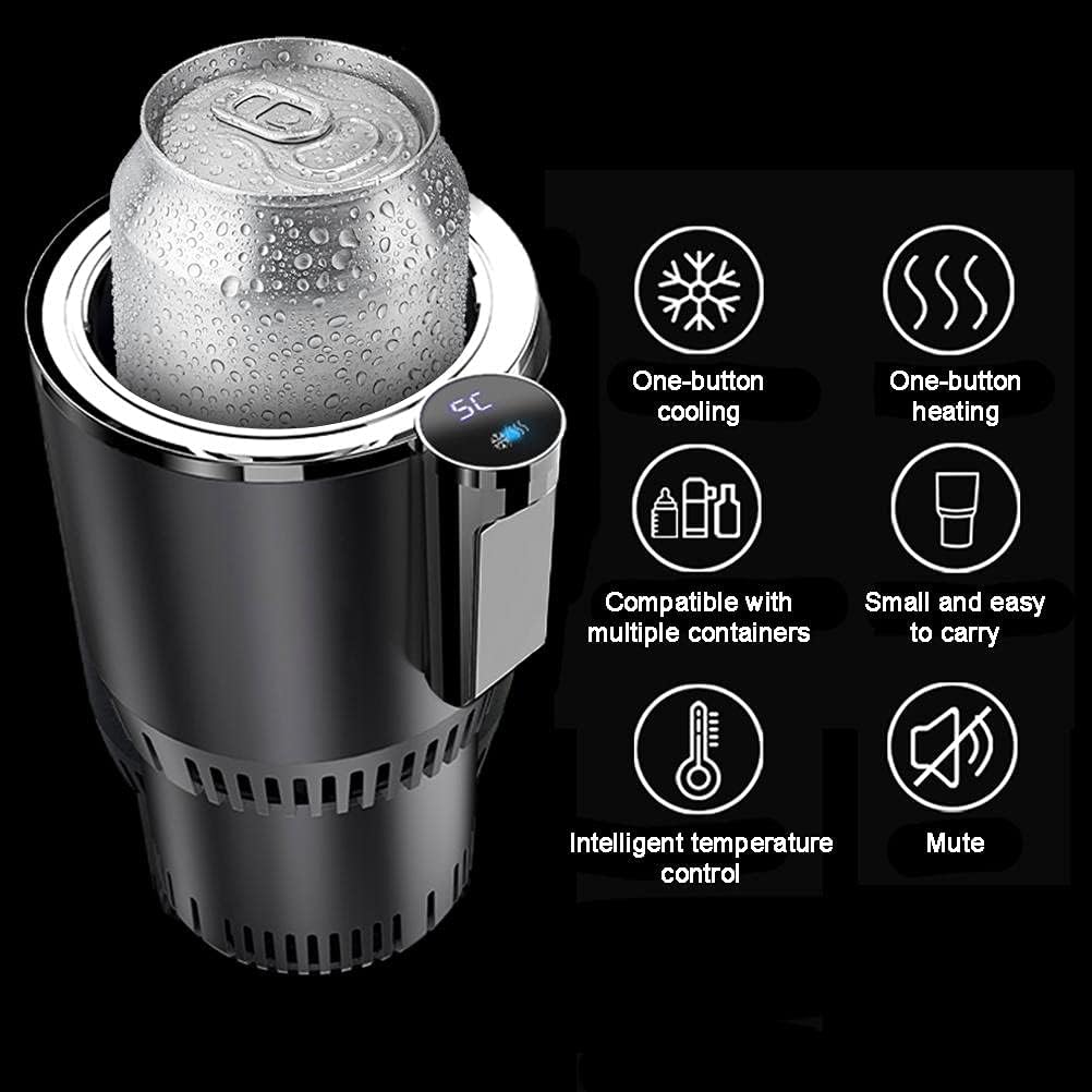 Chiyyak Car Drinks Cooler and Warmer, Cup Cooling and Heating Portable Car Fridge Electric Cooling Cup Mini Cooler Beer Water Milk Drink