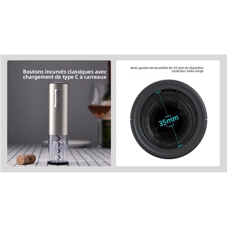 Tire-bouchon électrique moderne et élégant, conçu pour ouvrir vos bouteilles de vin facilement et sans effort