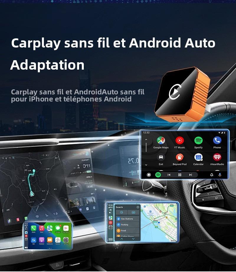 CarPlay Sans Fil 2-en-1 - Module Intelligent Auto - Compatible Apple CarPlay & Android Auto - Plug & Play