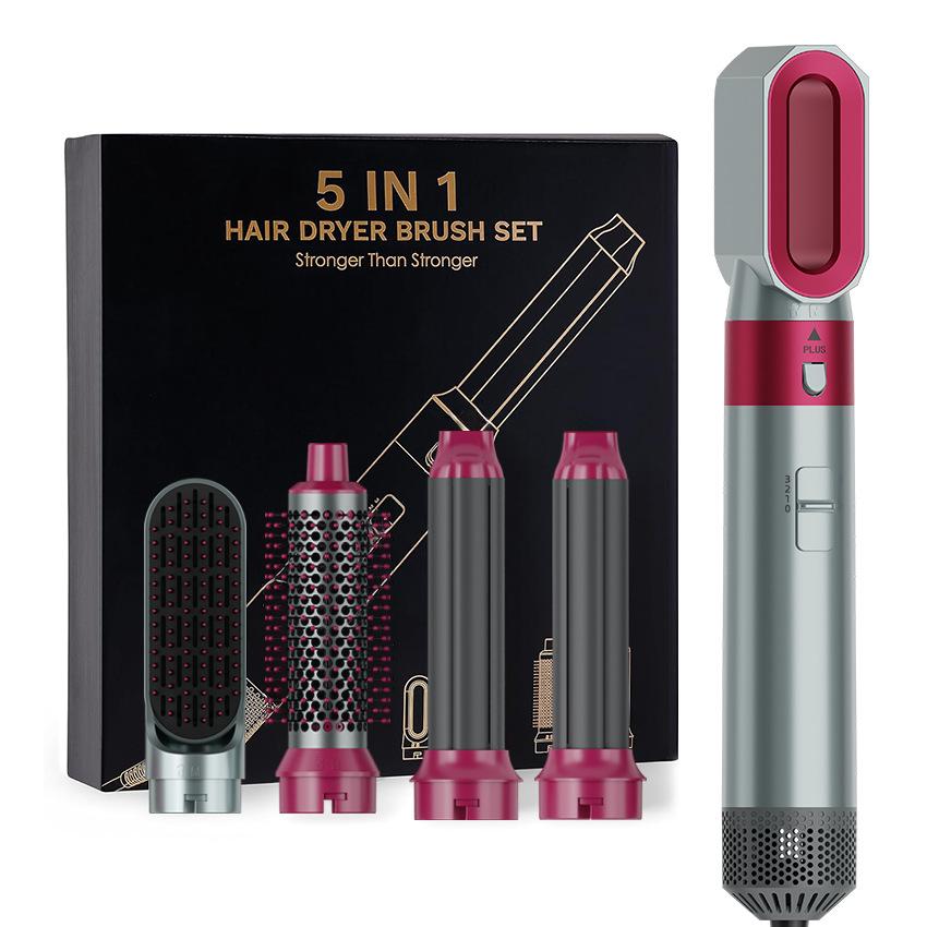 Kit de coiffure 5-en-1 multifonction – Brosse soufflante avec accessoires pour sécher, lisser, boucler et styliser vos cheveux