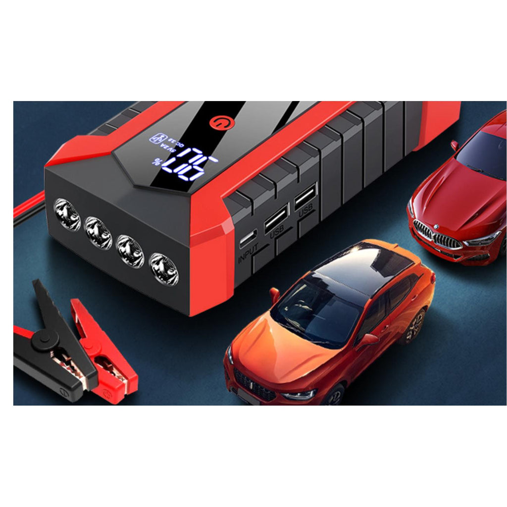 Booster de démarrage voiture 12V – Batterie externe multifonction avec compresseur d’air et lampe LED