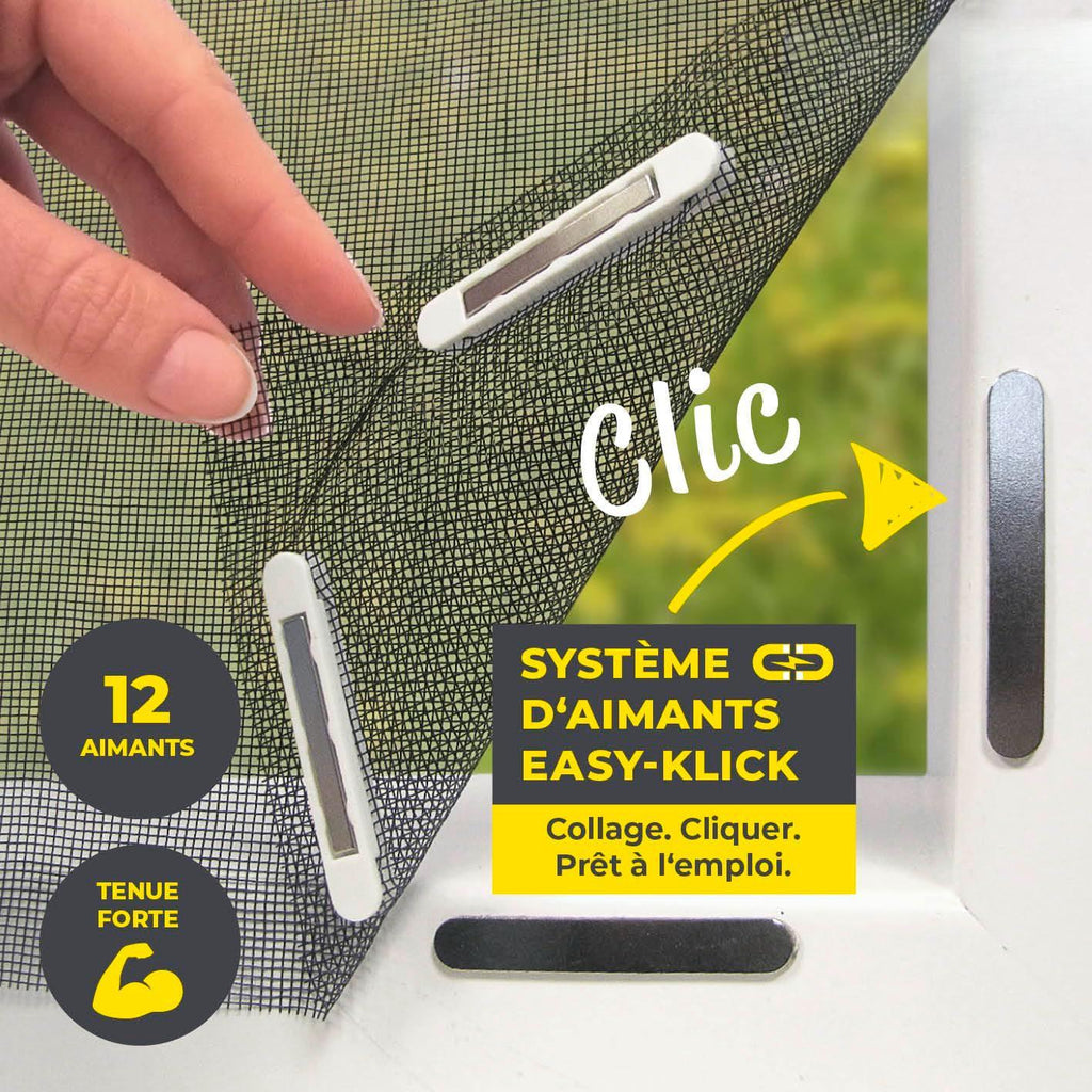 Moustiquaire de fenêtre avec Magic Click | Peut être découpée individuellement pour toutes les fenêtres jusqu'à 150 x 130 cm | Montage avec 12 aimants - pas de perçage ni de vissage [Noir]