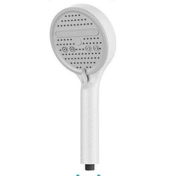 Pommeau de douche haute pression 12 cm avec tuyau argenté 1,5 m et support mural – Jet pluie crémeux, économie d’eau