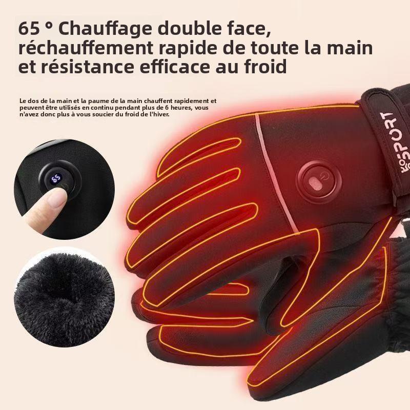 Gants Chauffants 2025 à Double Face – Affichage de Température, Chauffage Rapide, Tactile, Idéal pour Ski & Moto