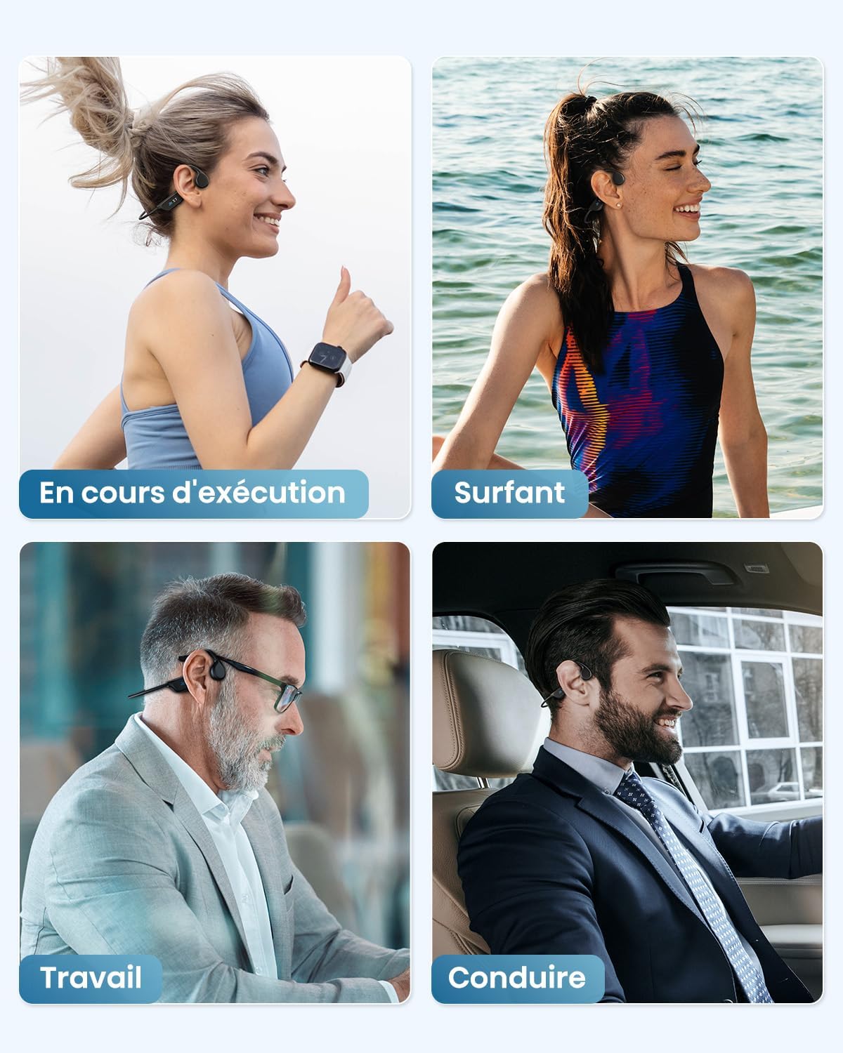 Écouteurs Bluetooth 5.3 à Conduction Osseuse IP68 avec Mémoire 32Go – Natation & Sport
