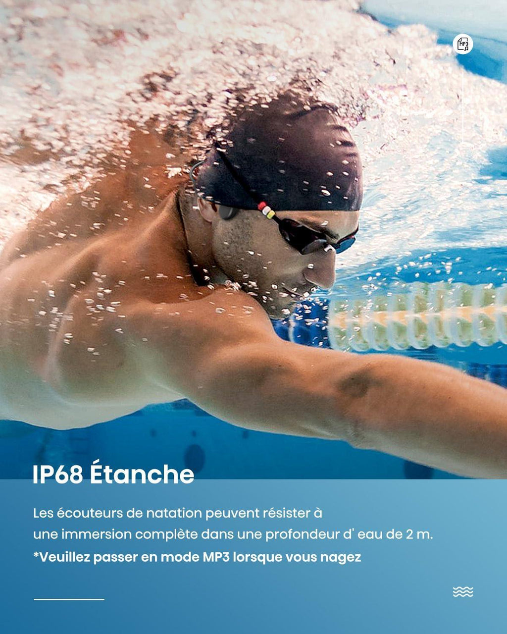 Écouteurs Bluetooth 5.3 à Conduction Osseuse IP68 avec Mémoire 32Go – Natation & Sport