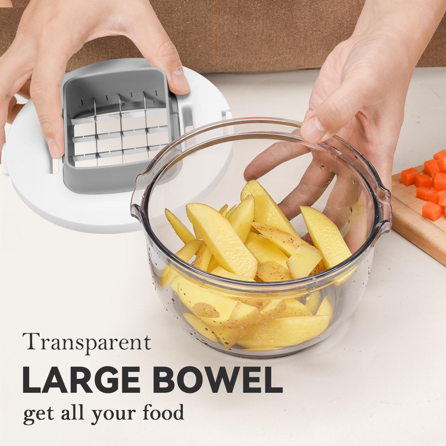 Coupe-légumes multifonction manuel - Coupe-dés pommes de terre et oignons - Rapide, sûr et efficace