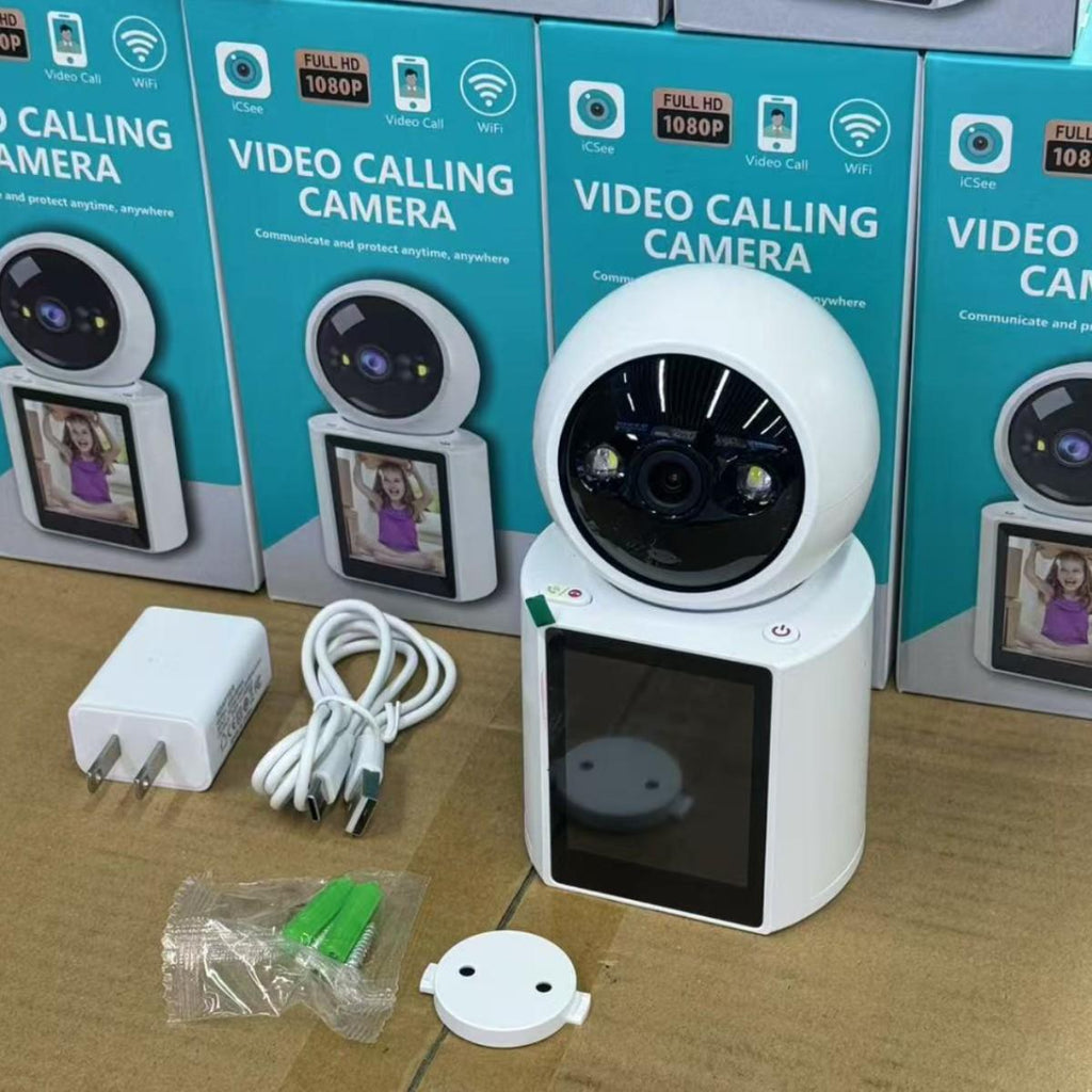 Caméra Intelligente 2MP avec Écran – Appel Vidéo Bidirectionnel, Interphone Visuel WiFi, Compatible iCSee / Super Look