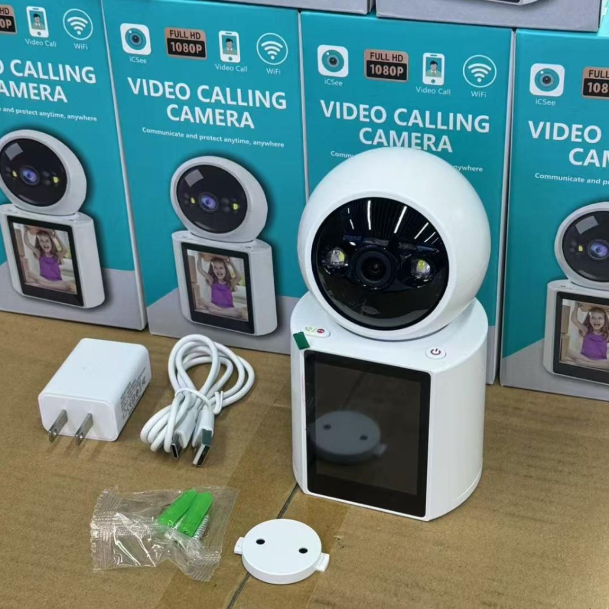 Caméra Intelligente 2MP avec Écran – Appel Vidéo Bidirectionnel, Interphone Visuel WiFi, Compatible iCSee / Super Look