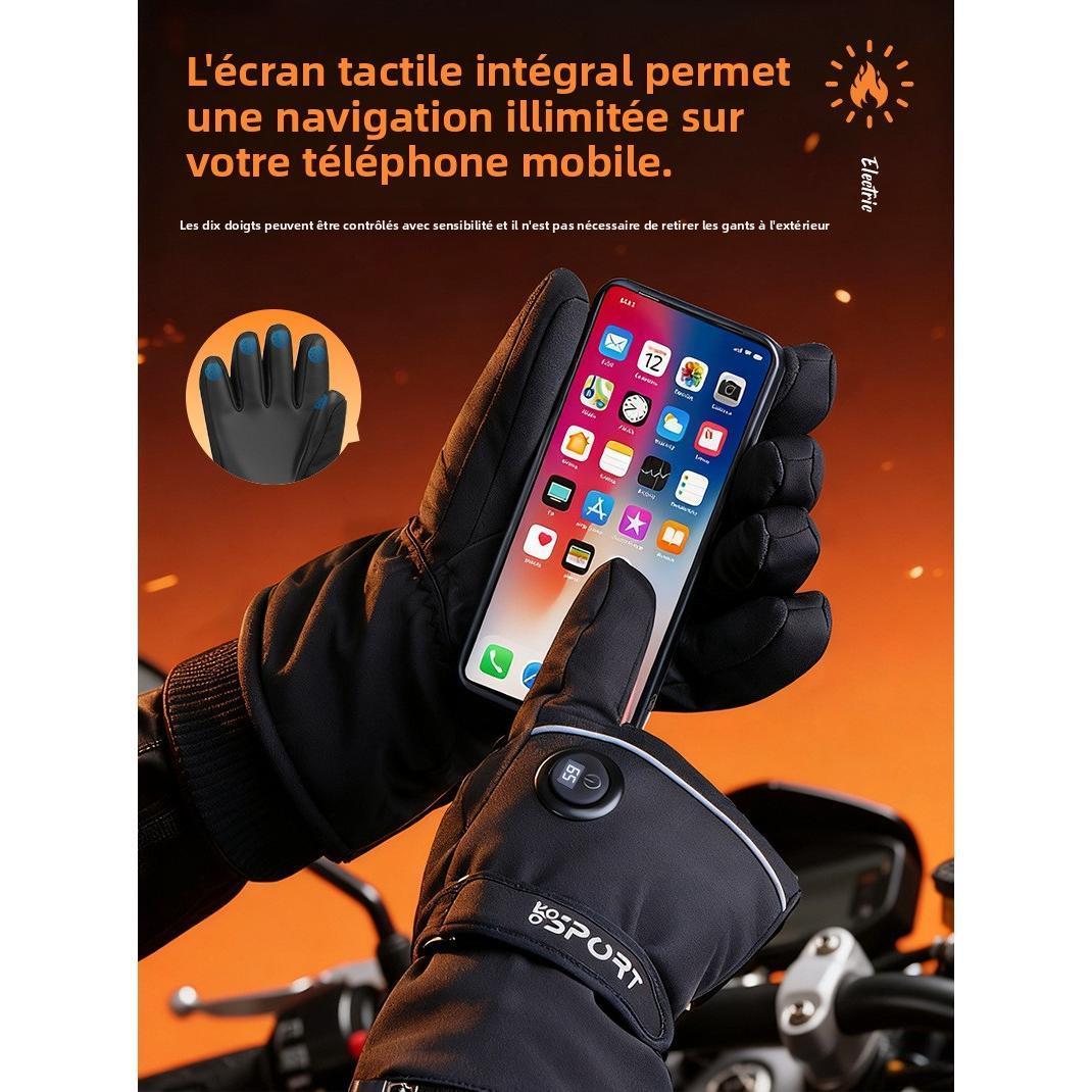 Gants Chauffants 2025 à Double Face – Affichage de Température, Chauffage Rapide, Tactile, Idéal pour Ski & Moto