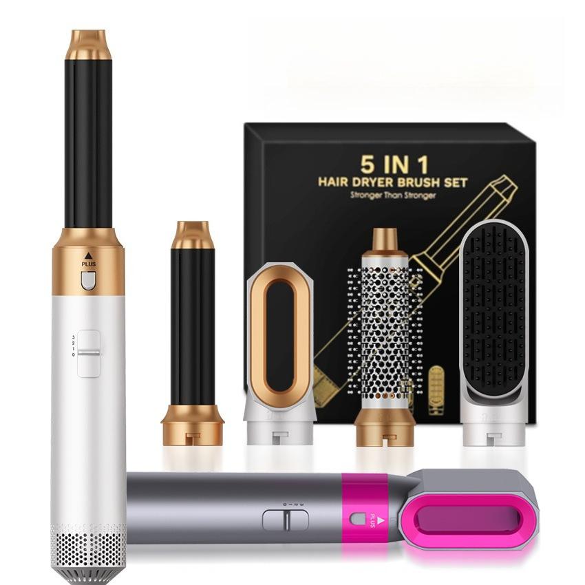 Kit de coiffure 5-en-1 multifonction – Brosse soufflante avec accessoires pour sécher, lisser, boucler et styliser vos cheveux