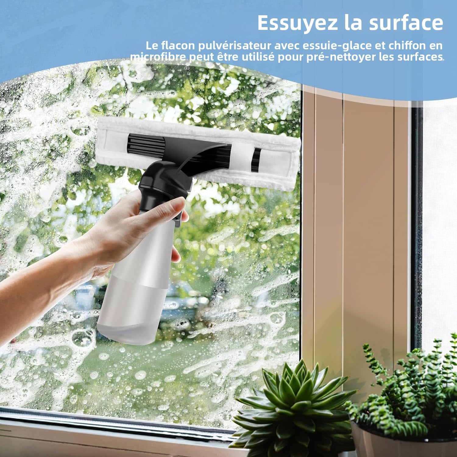 Nettoyeur de Vitres Sans Fil avec Réservoir 300 ml – Aspirateur de Vitres Rechargeable et Portatif