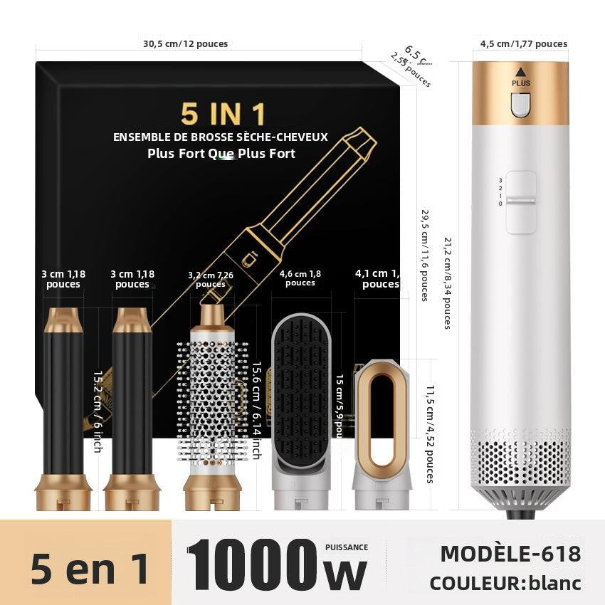 Kit de coiffure 5-en-1 multifonction – Brosse soufflante avec accessoires pour sécher, lisser, boucler et styliser vos cheveux